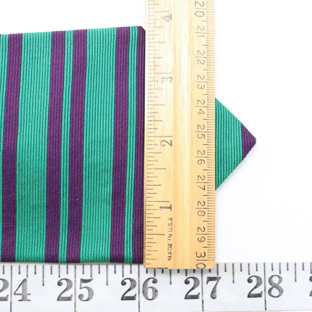 Brooks Brothers Tie Mens 56 in Silk Green Purple Horizontal Double Striped Wide